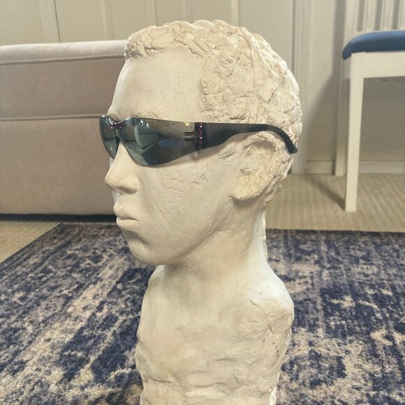 Purple Swarovski Crystals on Gold and Blue Mirror Sunglasses - Unique - unisex - Picture 11 of 13